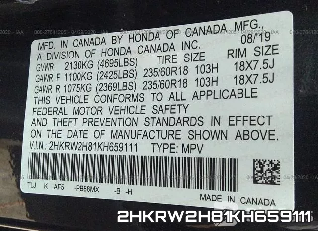 2HKRW2H81KH659111 фото 10