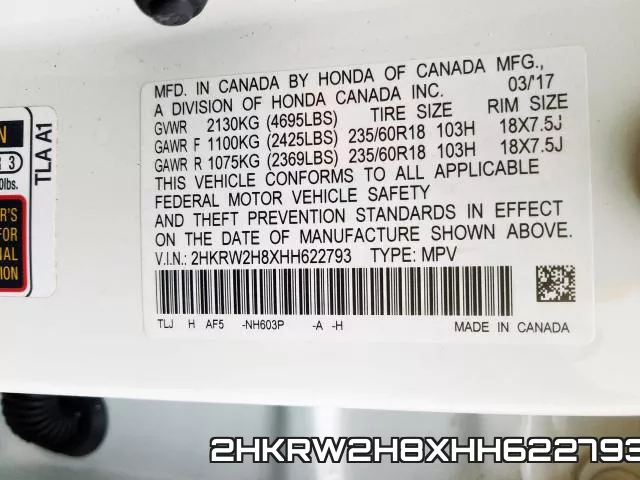 2HKRW2H8XHH622793 фото 2