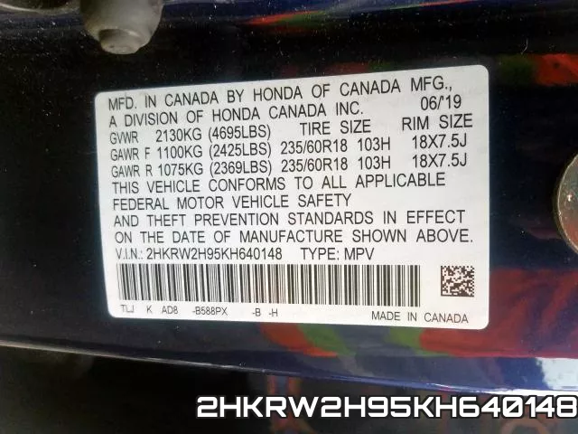 2HKRW2H95KH640148 фото 2