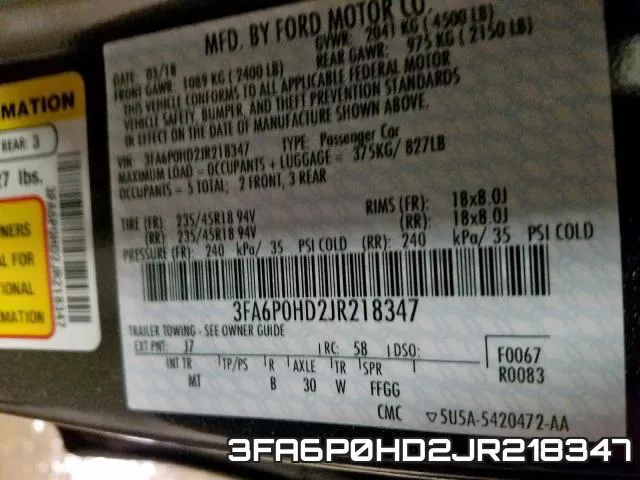 3FA6P0HD2JR218347 фото 2