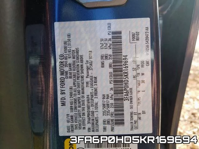 3FA6P0HD5KR169694 фото 2