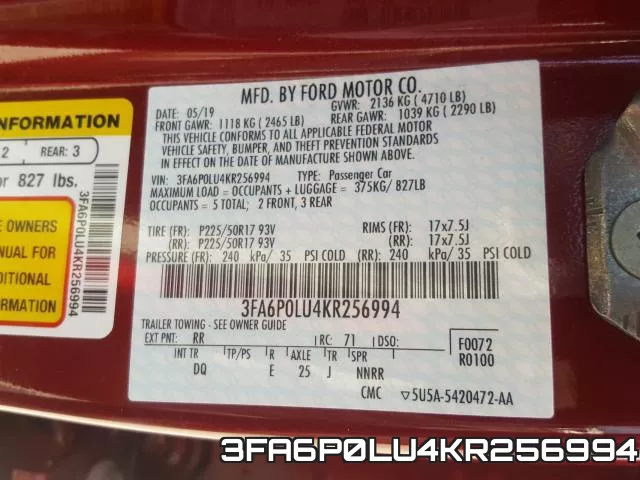 3FA6P0LU4KR256994 фото 2