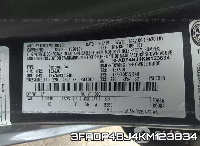 3FADP4BJ4KM123834 фото 10