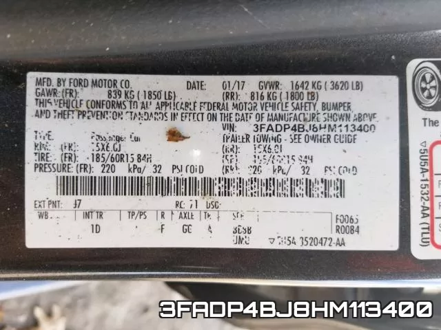 3FADP4BJ8HM113400 фото 2