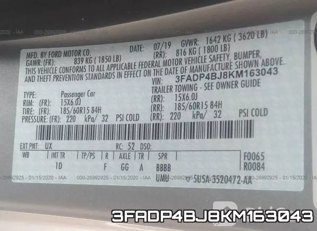 3FADP4BJ8KM163043 фото 10