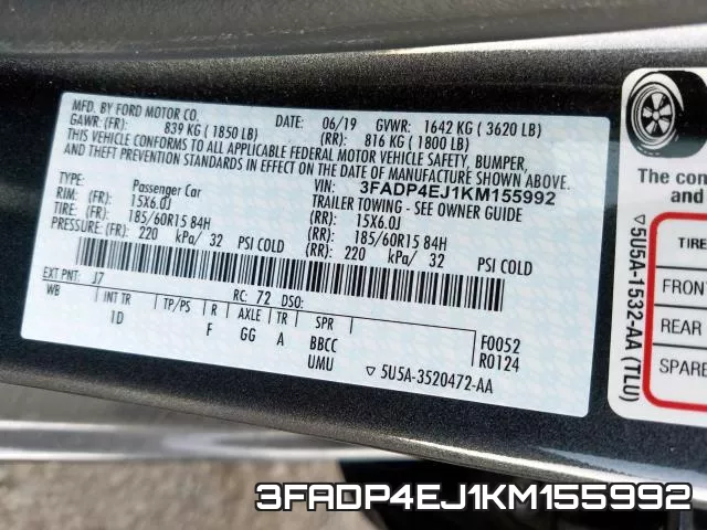 3FADP4EJ1KM155992 фото 2