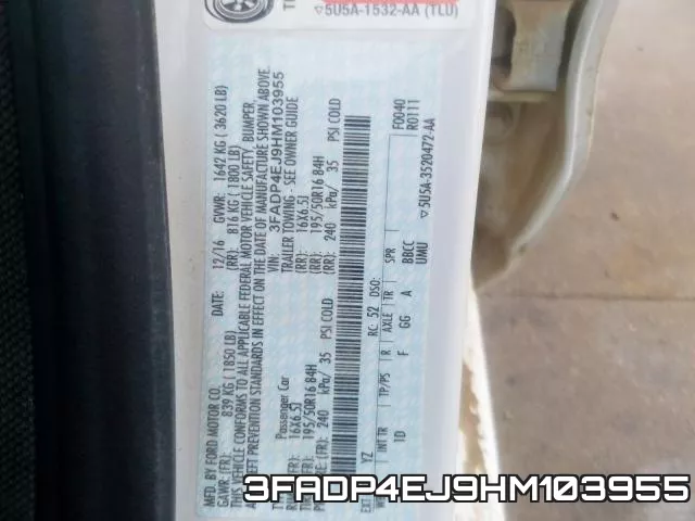 3FADP4EJ9HM103955 фото 2
