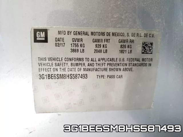 3G1BE6SM8HS587493 фото 2