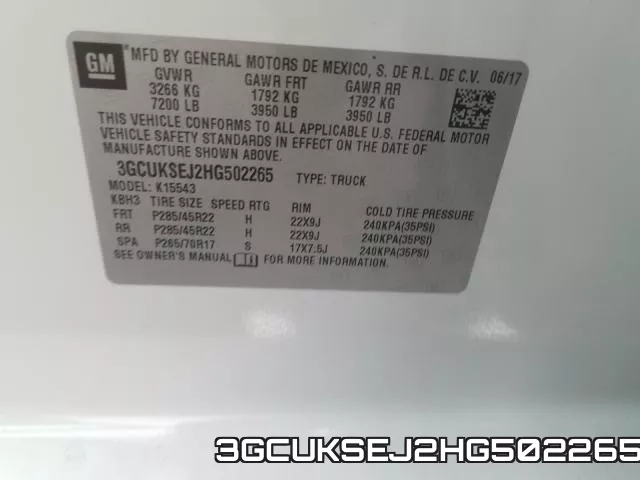 3GCUKSEJ2HG502265 фото 2