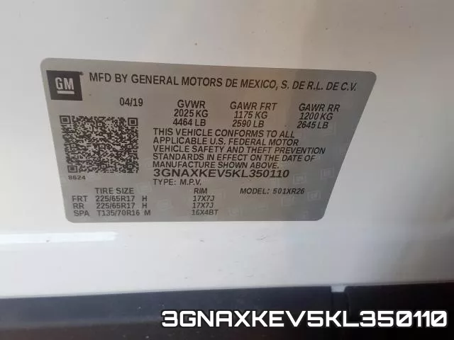 3GNAXKEV5KL350110 фото 2