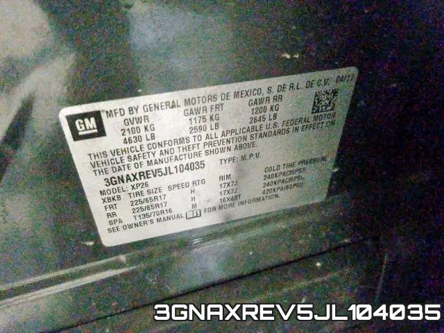 3GNAXREV5JL104035 фото 2