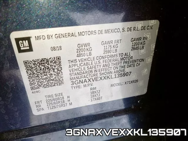 3GNAXVEXXKL135907 фото 2