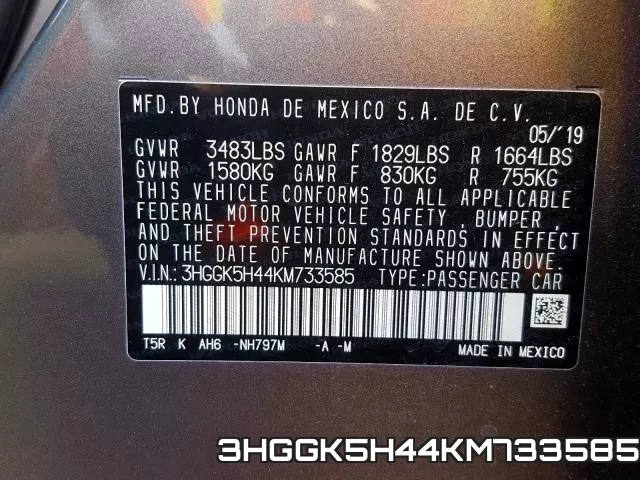 3HGGK5H44KM733585 фото 2