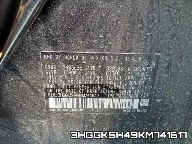 3HGGK5H49KM741617 фото 2