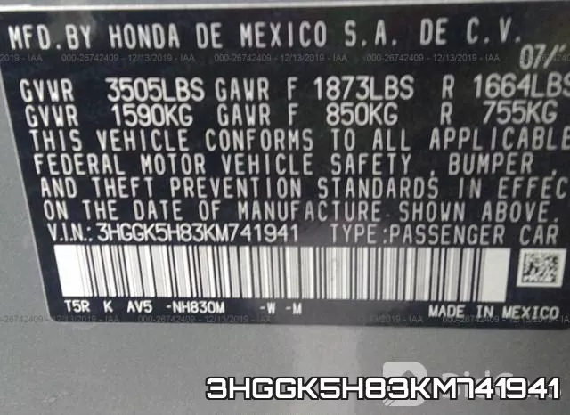 3HGGK5H83KM741941 фото 10