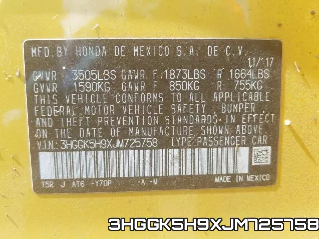 3HGGK5H9XJM725758 фото 2