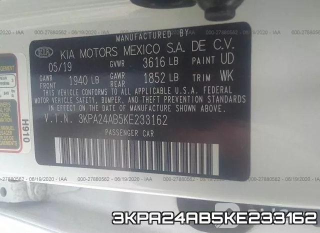 3KPA24AB5KE233162 фото 10