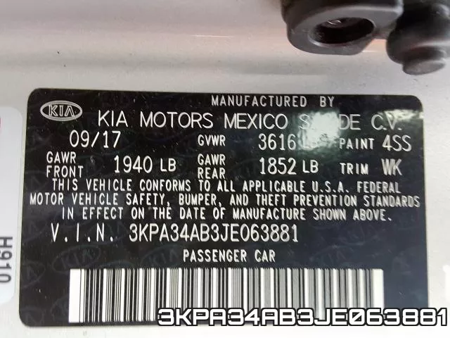 3KPA34AB3JE063881 фото 2