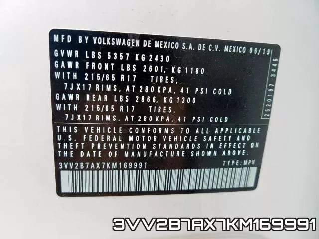 3VV2B7AX7KM169991 фото 2