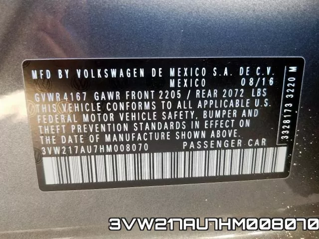 3VW217AU7HM008070 фото 2