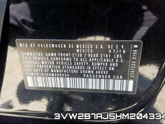 3VW2B7AJ5HM204334 фото 2
