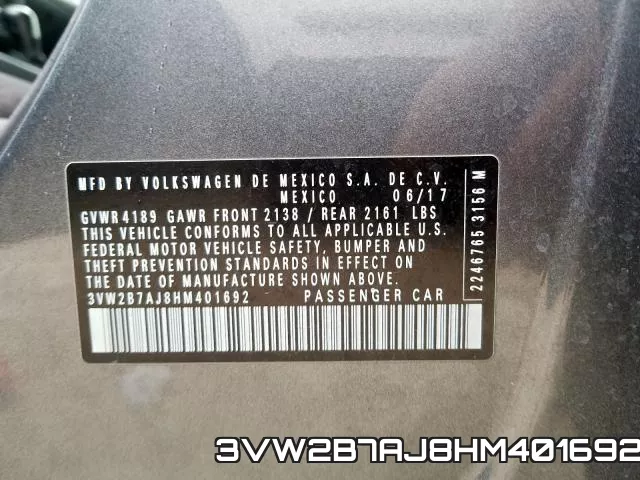 3VW2B7AJ8HM401692 фото 2