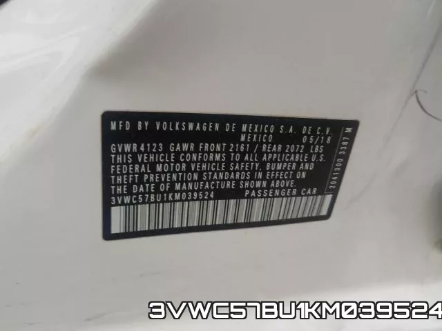 3VWC57BU1KM039524 фото 2