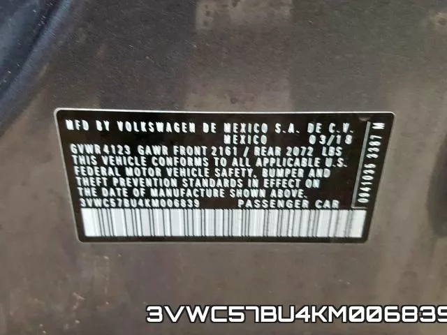 3VWC57BU4KM006839 фото 2