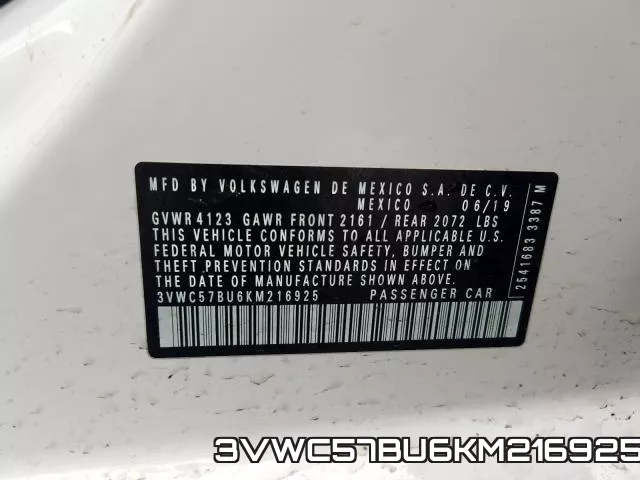 3VWC57BU6KM216925 фото 2