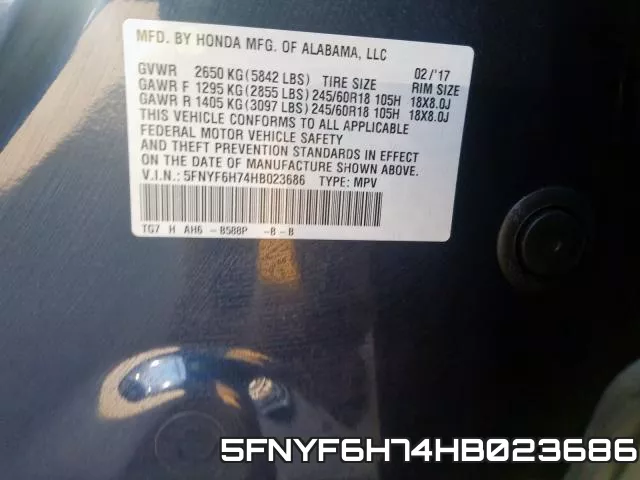 5FNYF6H74HB023686 фото 2