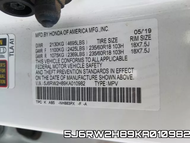 5J6RW2H89KA010982 фото 2