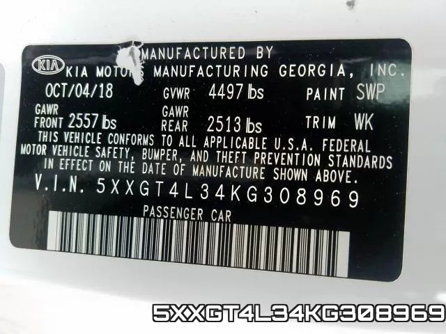 5XXGT4L34KG308969 фото 2
