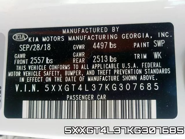5XXGT4L37KG307685 фото 2