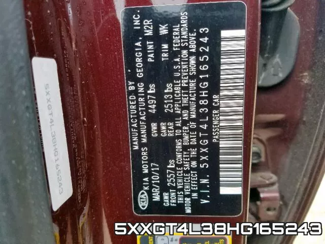 5XXGT4L38HG165243 фото 2