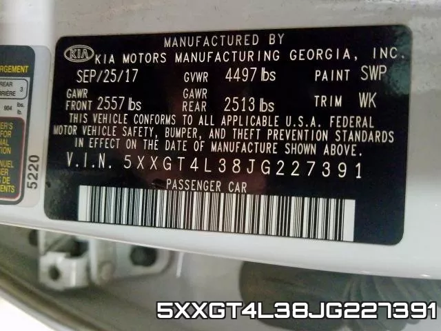 5XXGT4L38JG227391 фото 2