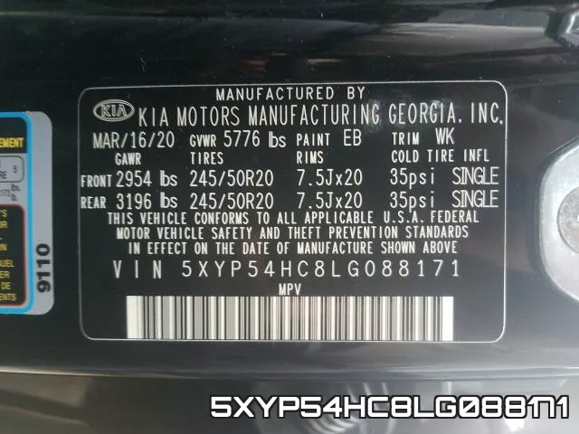 5XYP54HC8LG088171 фото 2
