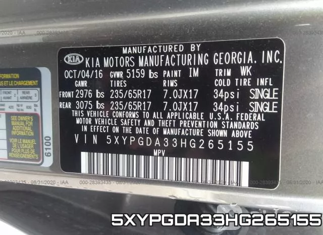 5XYPGDA33HG265155 фото 10