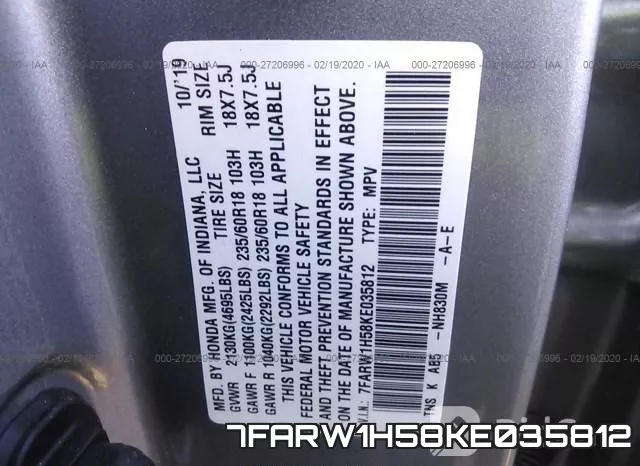 7FARW1H58KE035812 фото 10