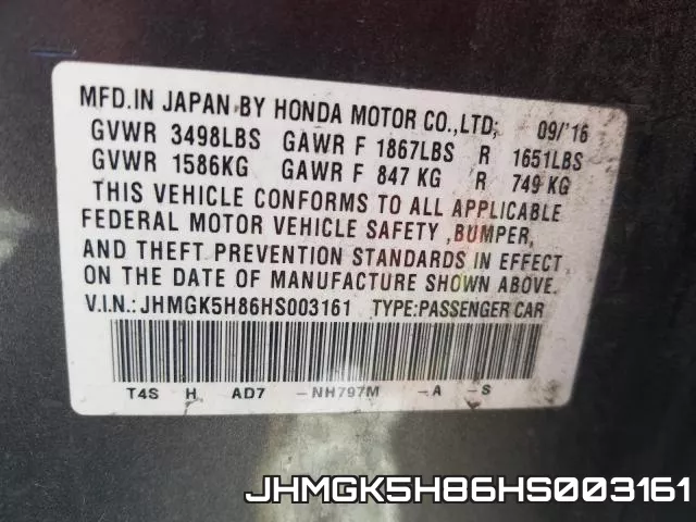 JHMGK5H86HS003161 фото 2