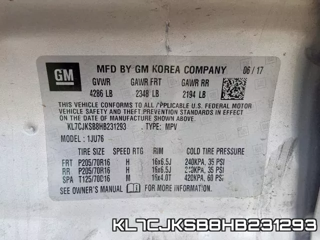 KL7CJKSB8HB231293 фото 2