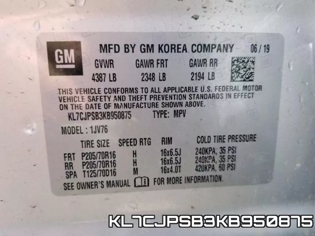 KL7CJPSB3KB950875 фото 2