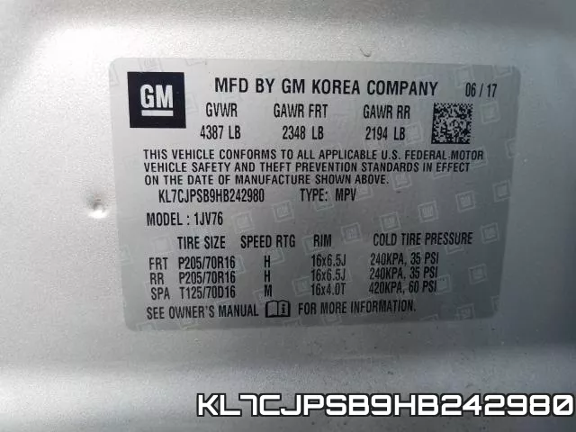 KL7CJPSB9HB242980 фото 2