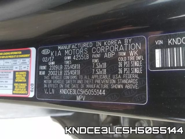 KNDCE3LC5H5055144 фото 2