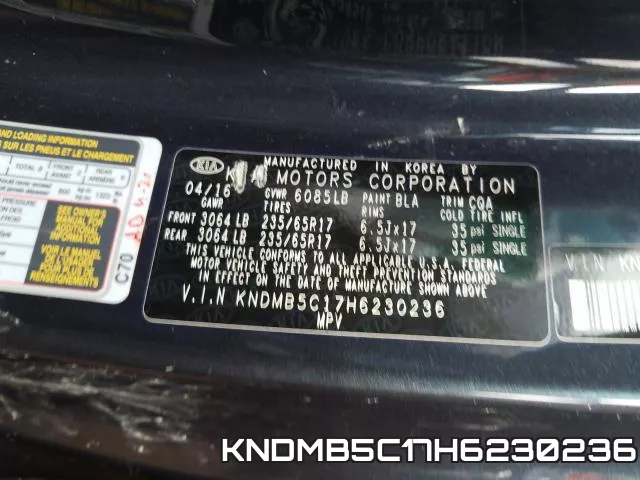 KNDMB5C17H6230236 фото 2