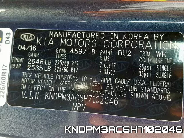 KNDPM3AC6H7102046 фото 2