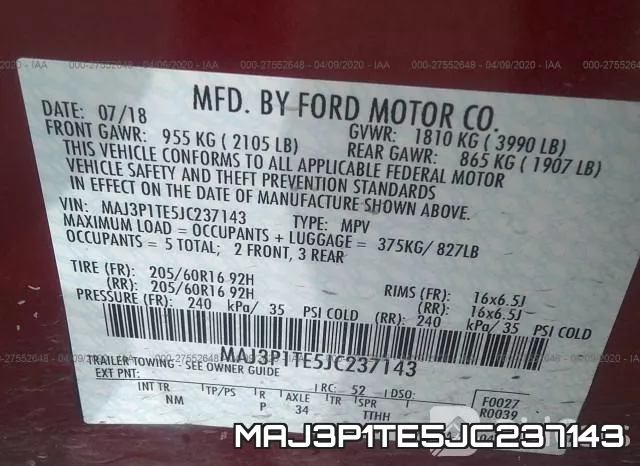 MAJ3P1TE5JC237143 фото 10