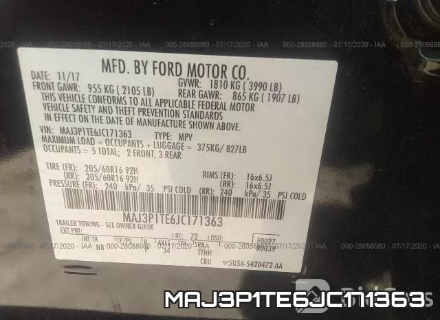 MAJ3P1TE6JC171363 фото 10