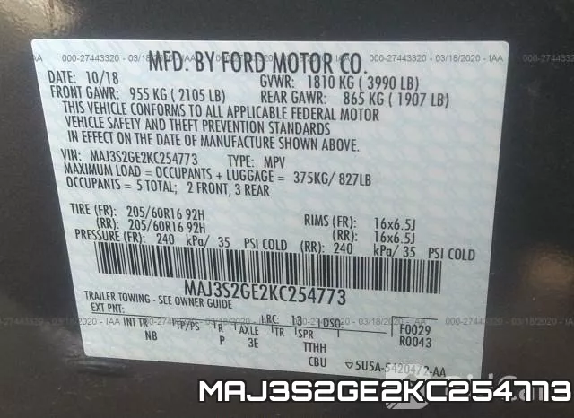 MAJ3S2GE2KC254773 фото 10