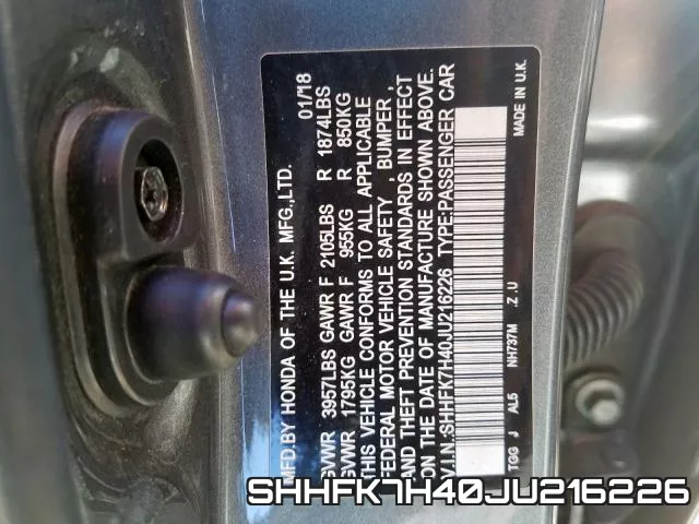 SHHFK7H40JU216226 фото 2