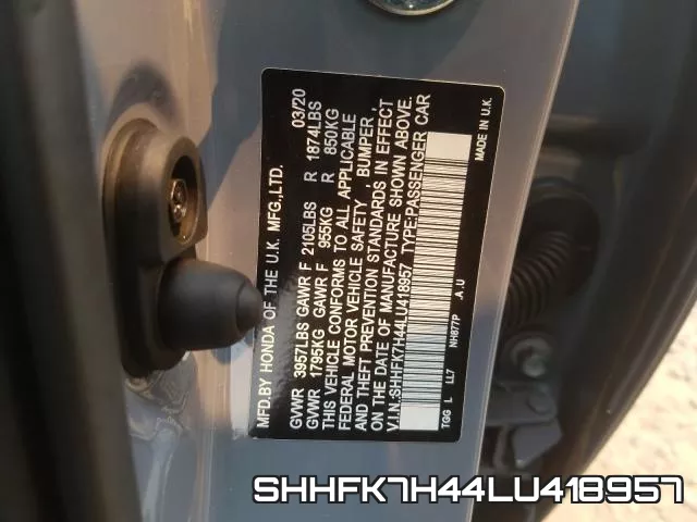 SHHFK7H44LU418957 фото 2